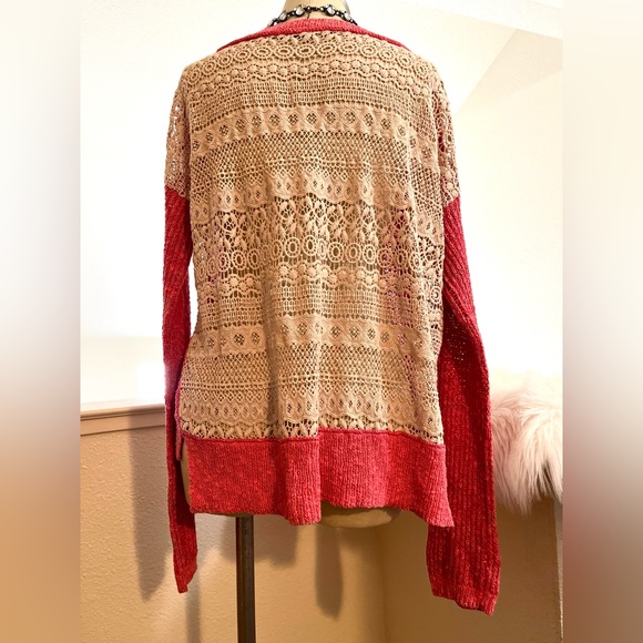 EUC M Free People Crochet Knit Sweater - Picture 4 of 9